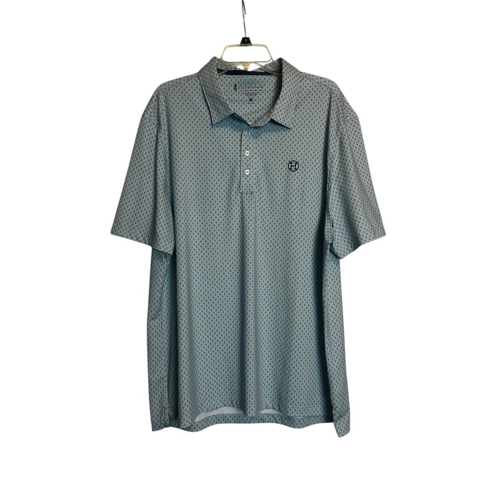 7 Diamonds Shirt Mens XL Blue/green Marquez 4 Way Stretch Polo Golf
